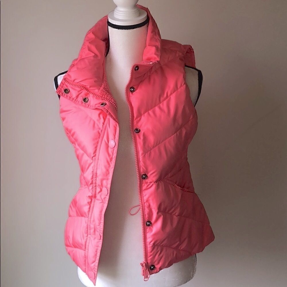 Jcrew salmon pink feather puffer vest size XS